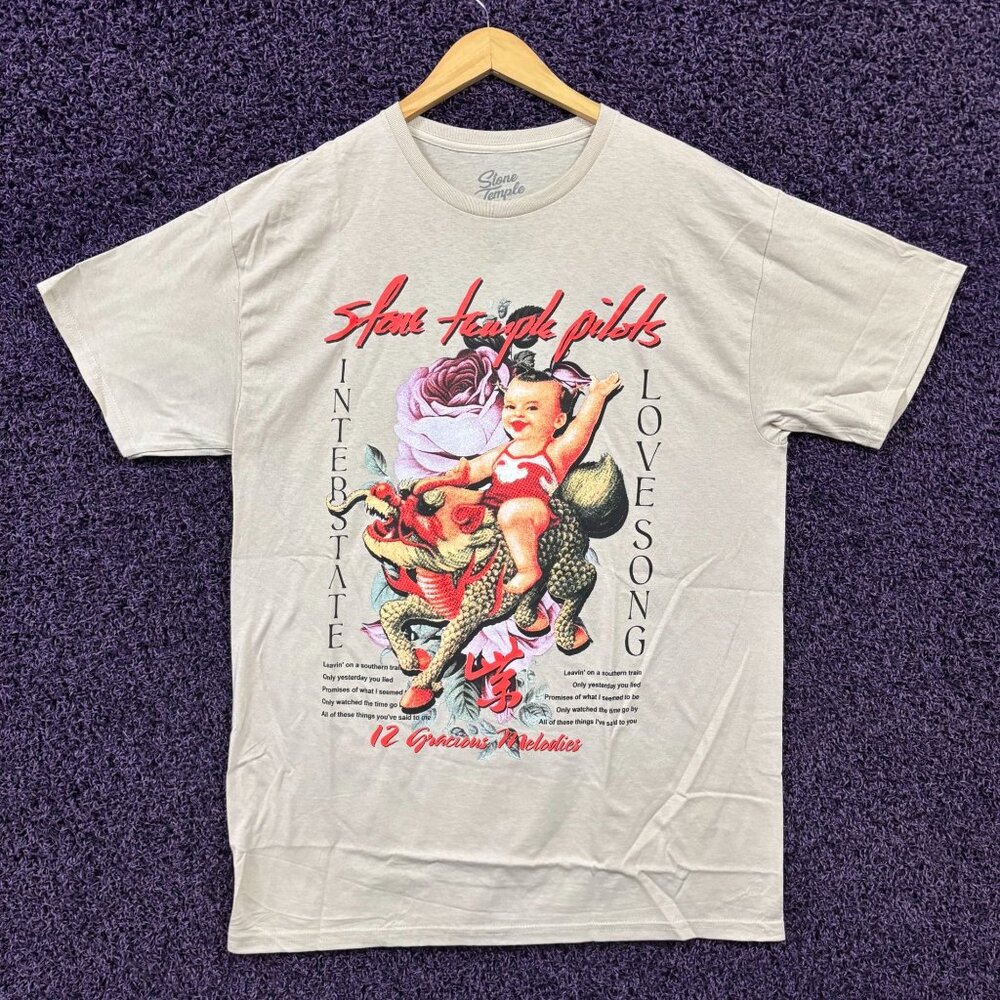Stone Temple Pilots Interbeast Lovesong Beige Rock T-Shirt Size Large